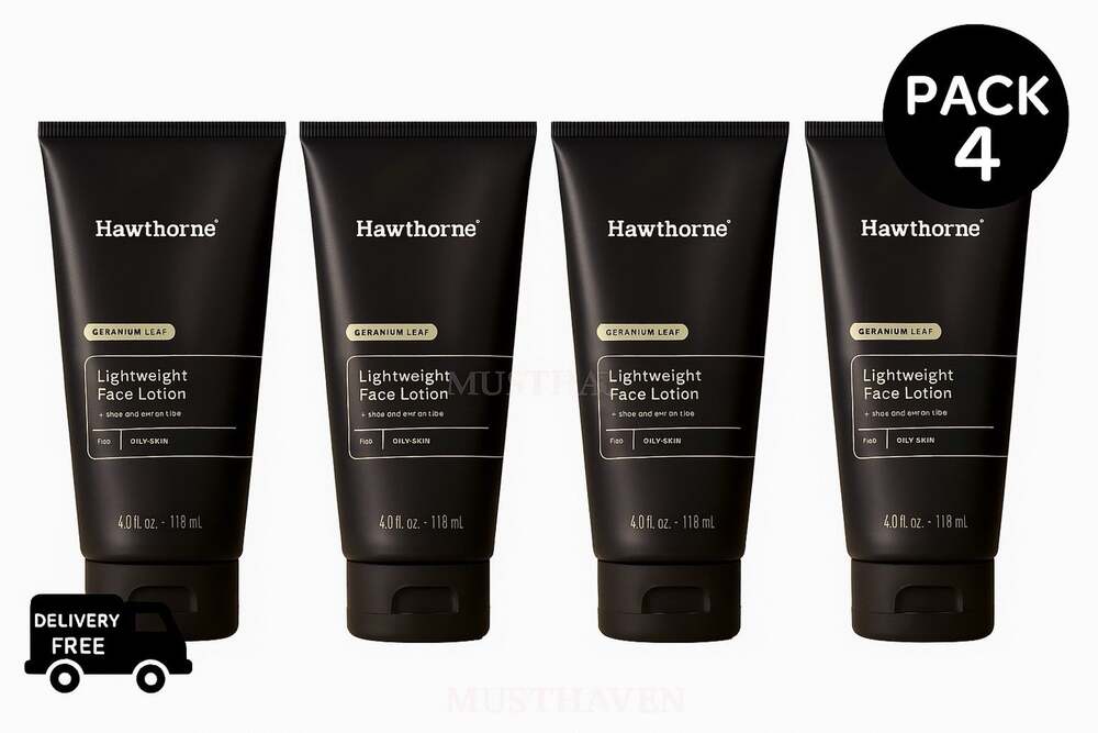 Hawthorne Lightweight Face Lotion for Oily Skin, Aloe & Vitamin B3, 4 oz, 4 Pack
